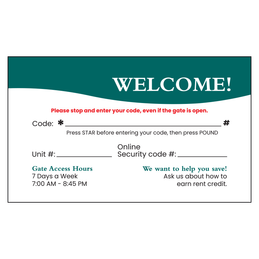 Bay Rock Code Card