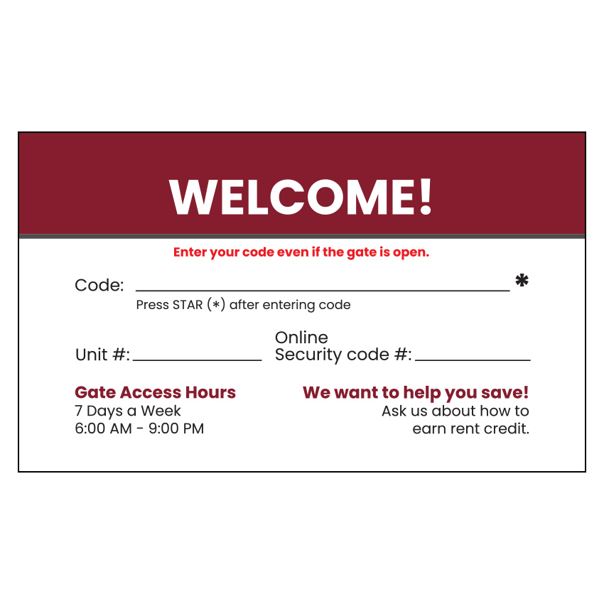 Budget Code Card