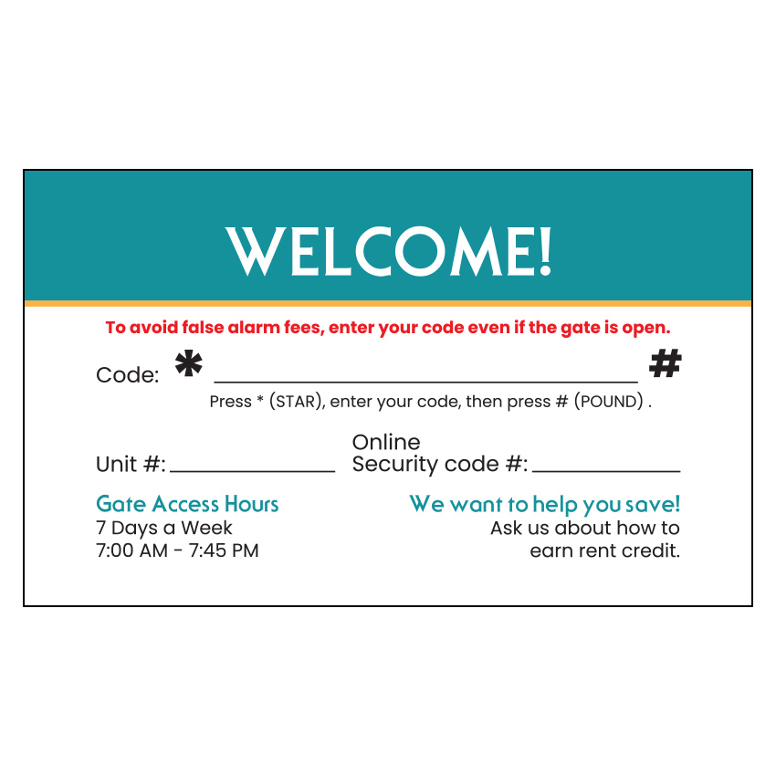 Saf Keep San Jose Code Card